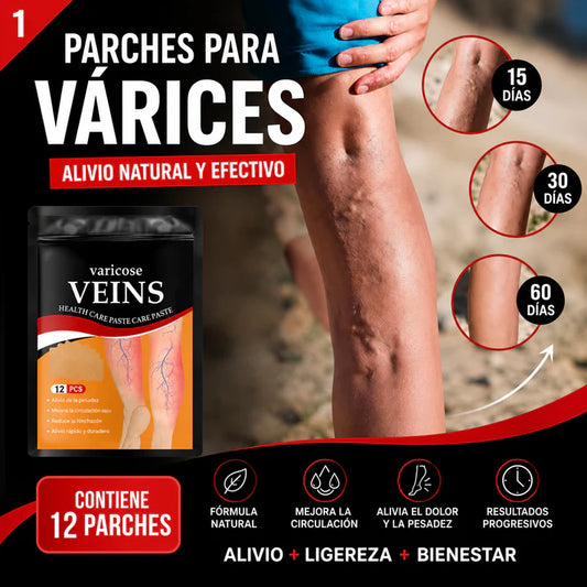 12 Parches Varices™ Alivio Diario, Sensación de Ligereza y Bienestar Desde la Primera Aplicación