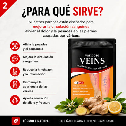 12 Parches Varices™ Alivio Diario, Sensación de Ligereza y Bienestar Desde la Primera Aplicación
